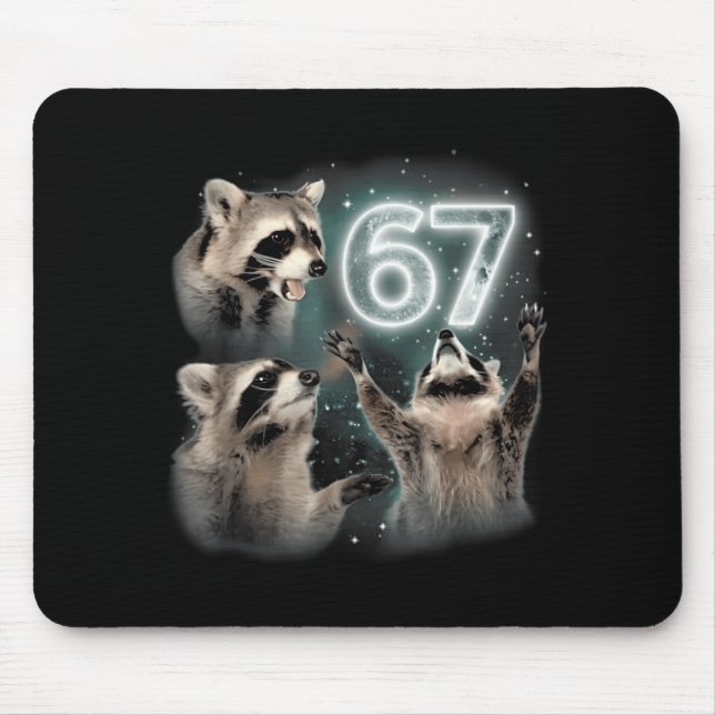 Mousepad 67 Meme Racoon Howling At The Moon Six Seven Trash (Frente)