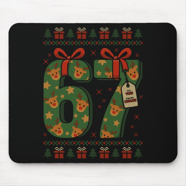 Mousepad 67 Meme Reindeer Christmas Ugly Sweater Xmas Celeb (Frente)