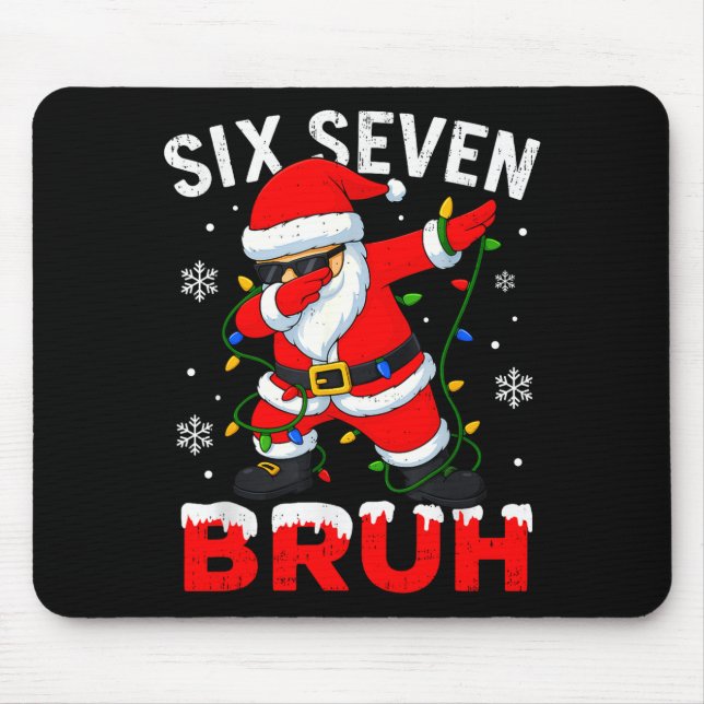 Mousepad 67 Meme Seis Sete Bruh Dabbing Papai Noel Natal En (Frente)