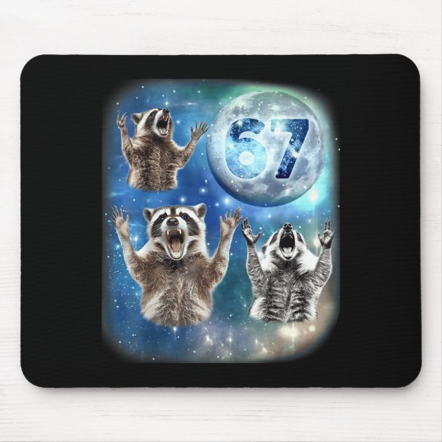 Mousepad 67 Meme Three Racoon Howling At The Moon 67  (Frente)