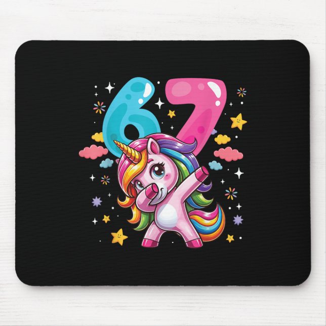 Mousepad 67 Meme Unicórnio Para Meninas Seis Sete Meme Brai (Frente)
