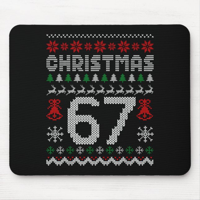 Mousepad 67 Meme Xmas Gen Alpha Fun Six Seven Ugly Christma (Frente)