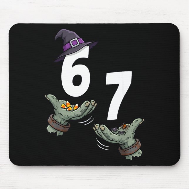 Mousepad 67 meninas de halloween bruxa seis sete 6 7 meme t (Frente)