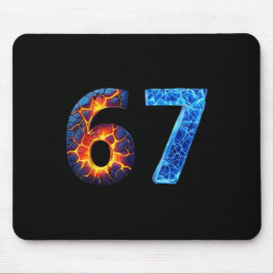 Mousepad 67 Número de Fogo Gelo Meme Divertido Seis Sete 6
