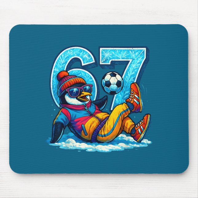 Mousepad 67 Penguin Soccer Funny Winter Meme Gift  (Frente)