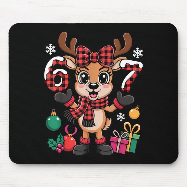 Mousepad 67 Roupa de Natal Feminina Meme Rena Seis Sete  (Frente)