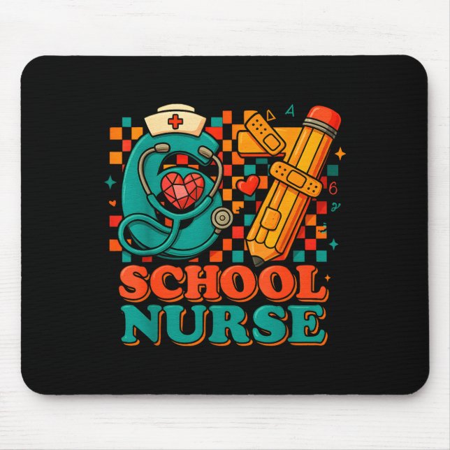 Mousepad 67 School Nurse Days Pencil Heart Funny Medical  (Frente)