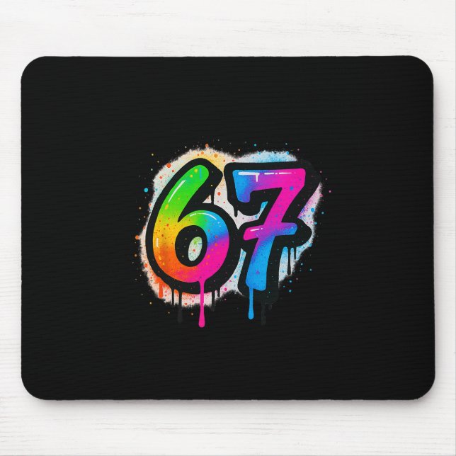 Mousepad 67 Seis Sete 6 7 Design de Meme Engraçado 6 7 3  (Frente)