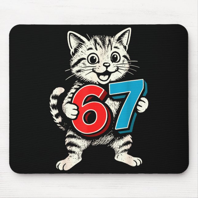 Mousepad 67 Seis Sete 6 7 Gato Divertido  (Frente)