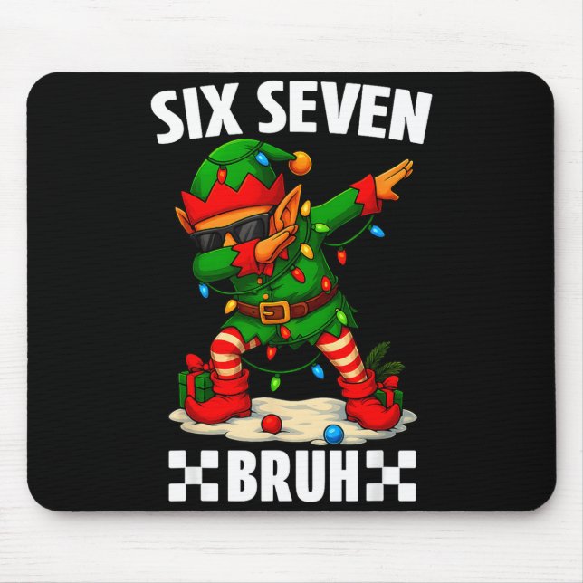 Mousepad 67 Seis Sete Bruh Natal Engraçado Elf Dabbing 6 7  (Frente)
