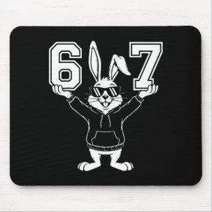 Mousepad 67 seis sete coelho fofo com óculos de sol