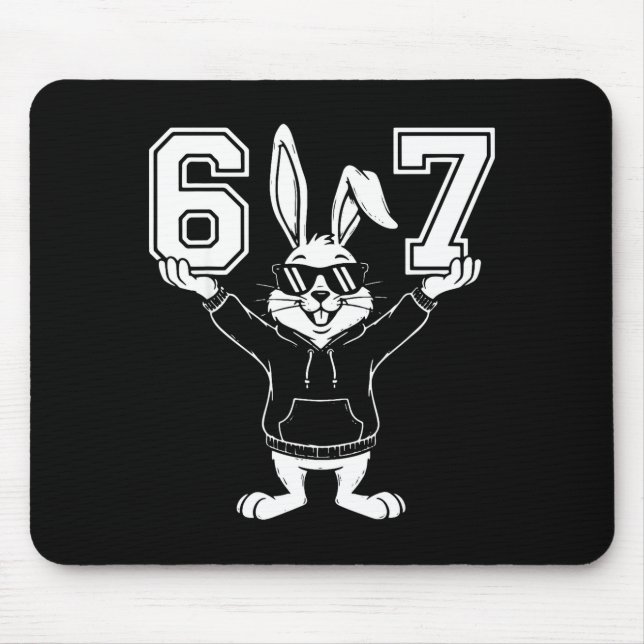 Mousepad 67 seis sete coelho fofo com óculos de sol (Frente)