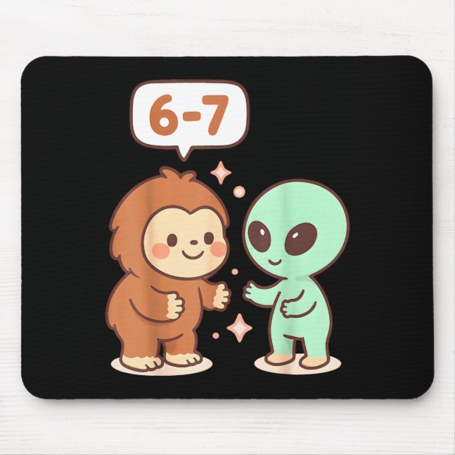Mousepad 67 Seis Sete Meme Engraçado Bigfoot Alien Sasquatc (Frente)