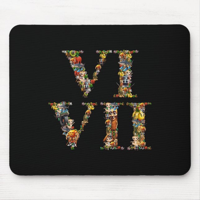 Mousepad 67 Seis Sete Memes de Numeral Romano Italian Brain (Frente)