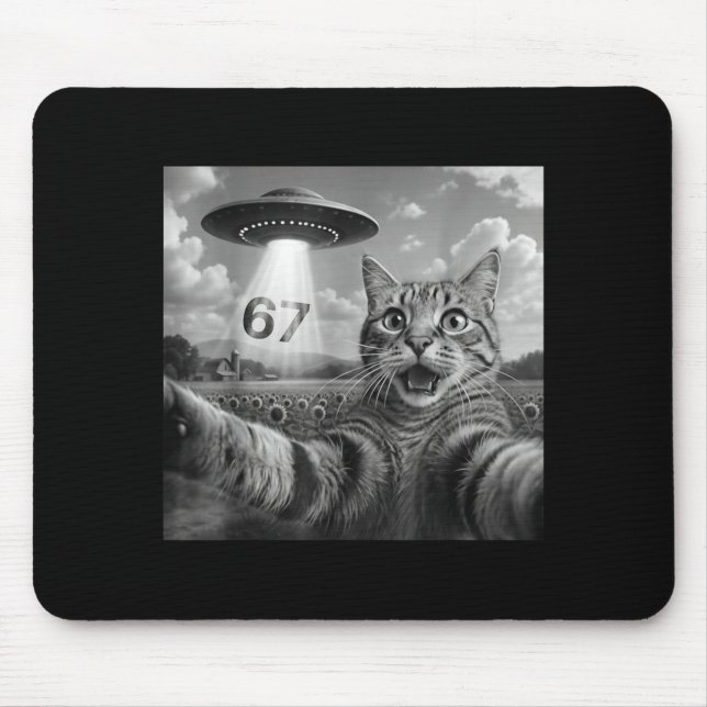 Mousepad 67 Selfie de Gato com Ufos Alienígenas Gato Divert (Frente)