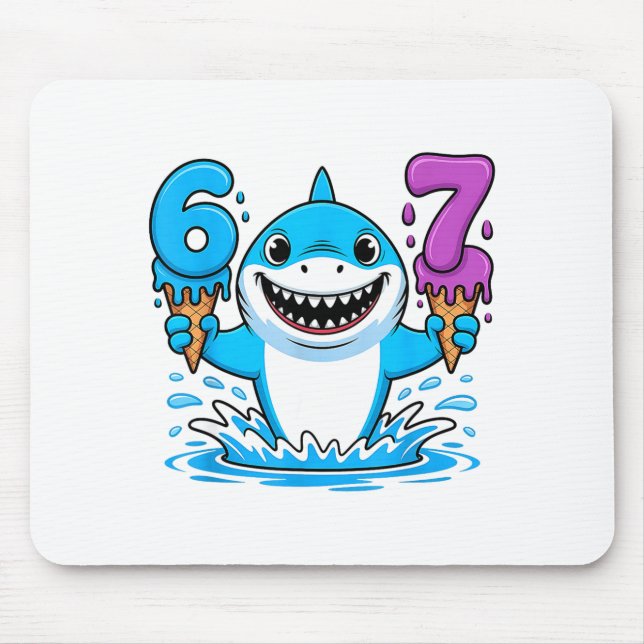 Mousepad 67 Shark Six Seven Ice Cream Drip Funny Gen Alpha  (Frente)