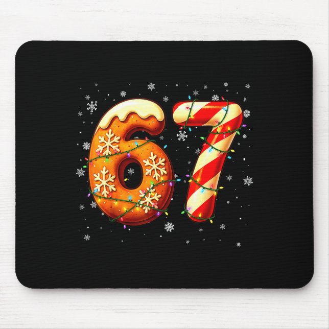 Mousepad 67 Six Seven 6-7 Gingerbread Candy Cane Christmas  (Frente)