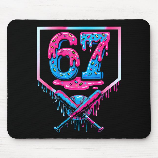 Mousepad 67 Six Seven Baseball Ice Cream Drip Cool Meme 67  (Frente)