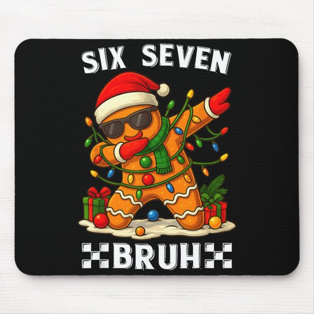 Mousepad 67 Six Seven Bruh Divertido Natal Dabbing Gingerbr (Frente)