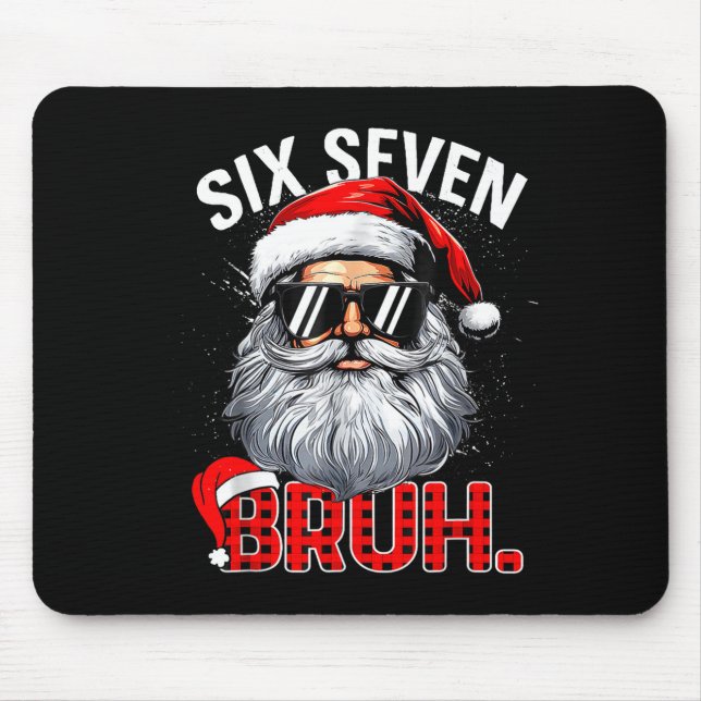 Mousepad 67 Six Seven Bruh Funny Santa Bruh Plaid Christmas (Frente)