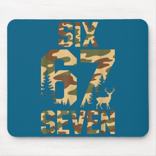 Mousepad 67 Six Seven Camo Deer Buck Meme Funny Hunting Out (Frente)