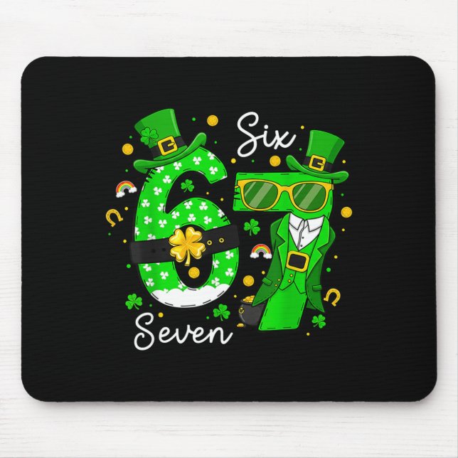 Mousepad 67 Six Seven Funny St Patricks Day Leprechaun 6 7  (Frente)
