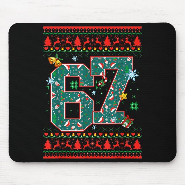 Mousepad 67 Six Seven Natal Meme Divertido Mão 67 Casais  (Frente)