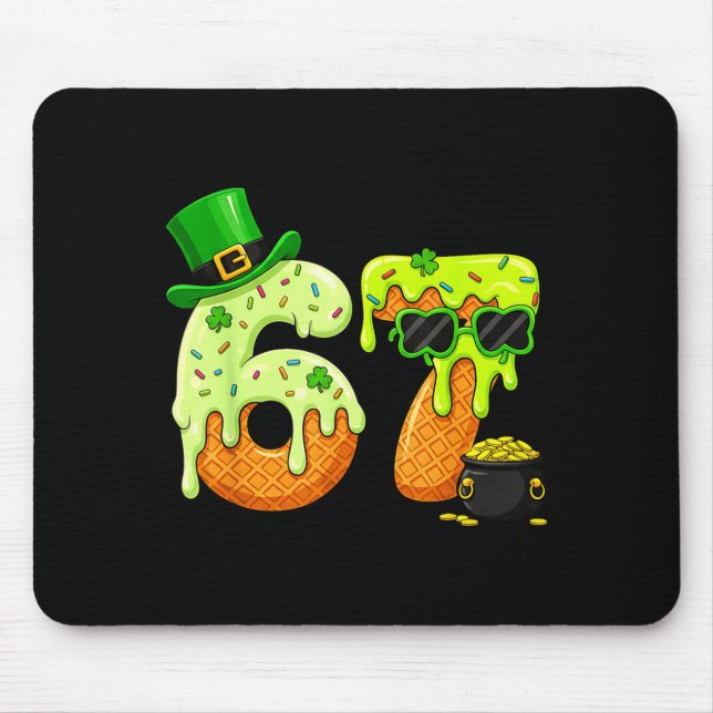 Mousepad 67 Six Seven Shamrock Funny St Patrick’s Day Boys  (Frente)