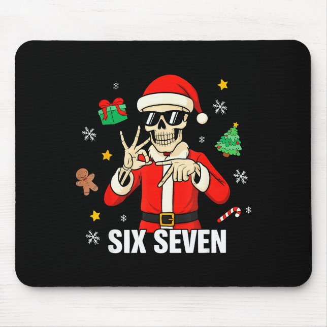 Mousepad 67 Skeleton Funny Six Seven Gen Z Alpha Christmas  (Frente)