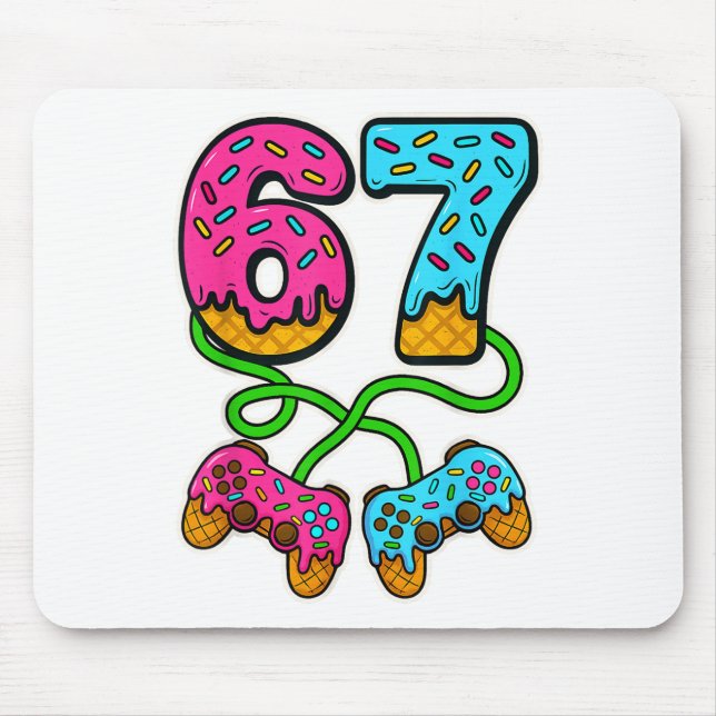 Mousepad 67 Sorvete Drip Meme Gamer Six Seven Geração Alpha (Frente)