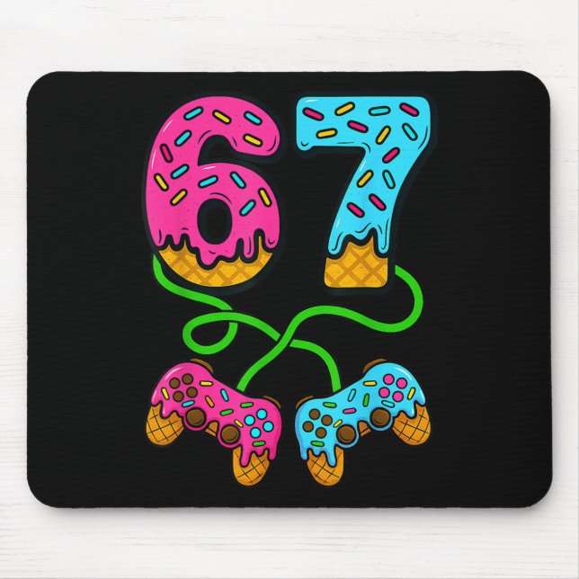 Mousepad 67 Sorvete Drip Meme Gamer Six Seven Geração Alpha (Frente)
