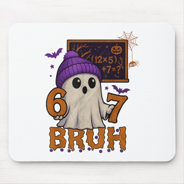 Mousepad 67 Teacher Halloween Ghost Six Seven Meme Math Equ (Frente)