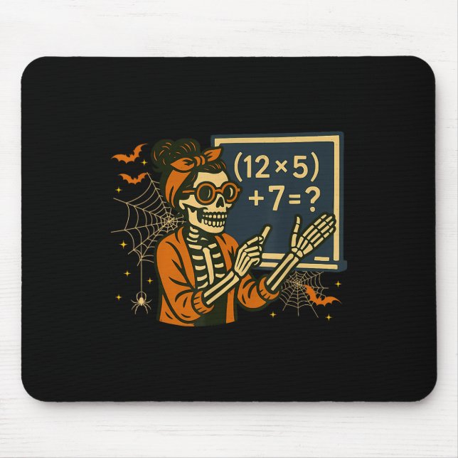 Mousepad 67 Teacher Halloween Skeleton Six Seven Meme Math  (Frente)