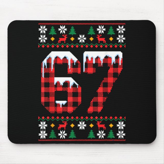 Mousepad 67 Ugly Christmas Flannel Brainrot Design  (Frente)