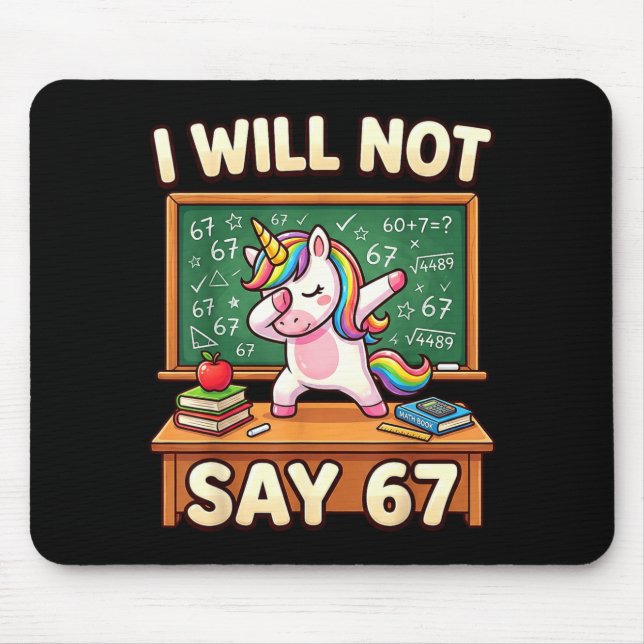 Mousepad 67 Unicórnio Para Meninas Seis Sete Meme Brainrot  (Frente)