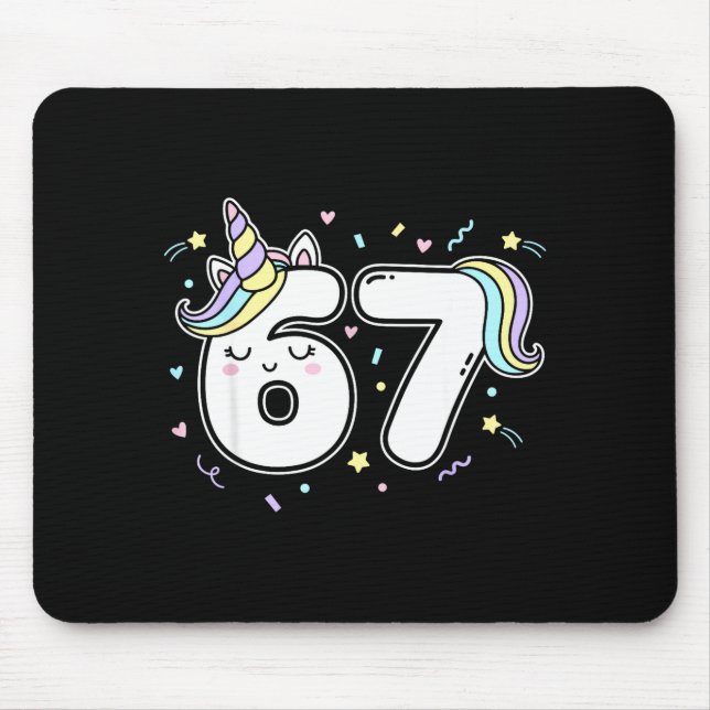 Mousepad 67 Unicórnio Seis Sete 6-7 Meme  (Frente)