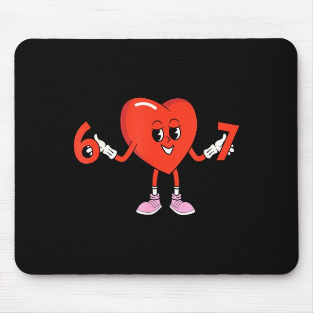 Mousepad 67 Valentines Funny Six Seven Cute Heart 6 7 Meme  (Frente)