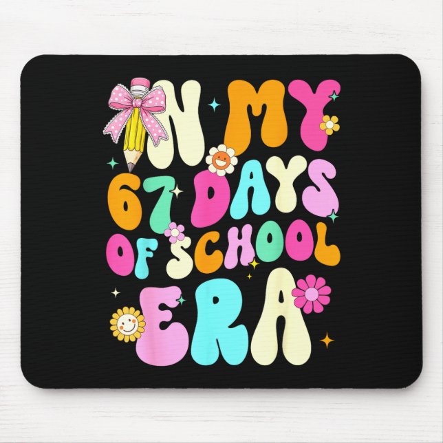 Mousepad 67th Day Of School 67 Days Pencil Coquette Bow Mem (Frente)