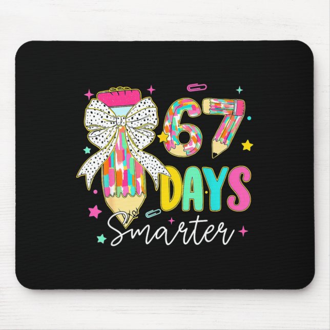 Mousepad 67th Day Of School 67 Days Smarter Coquette Bow Te (Frente)