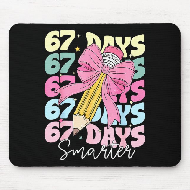 Mousepad 67th Day Of School 67 Days Smarter Coquette Bow Te (Frente)