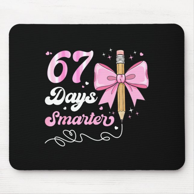 Mousepad 67th Day Of School 67 Days Smarter Coquette Bow Te (Frente)