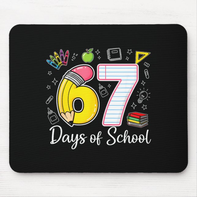 Mousepad 67th Day Of School 67 Six Seven Math Teacher Kids  (Frente)