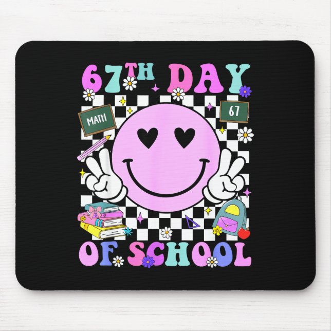 Mousepad 67th Day Of School Funny 6 7 Teachers Students Mem (Frente)