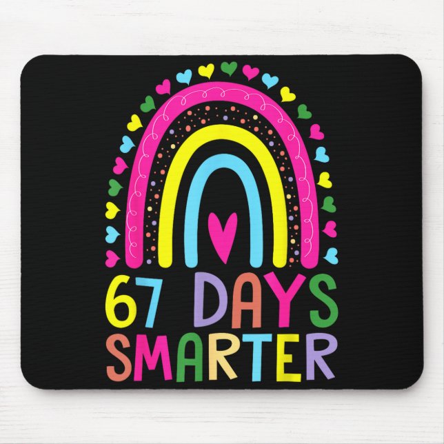 Mousepad 67th Day Of School Teacher 67 Days Smarter Rainbow (Frente)