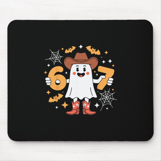 Mousepad 6 7 Fantasma de Halloween 67 Meme Gen Alpha Seis S (Frente)