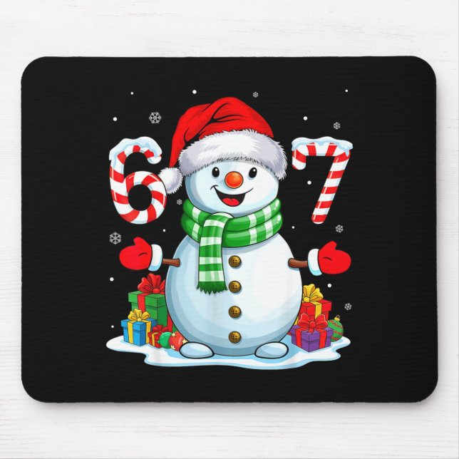 Mousepad 6 7 Meme Natal Engraçado Boneco de Neve Seis Sete  (Frente)