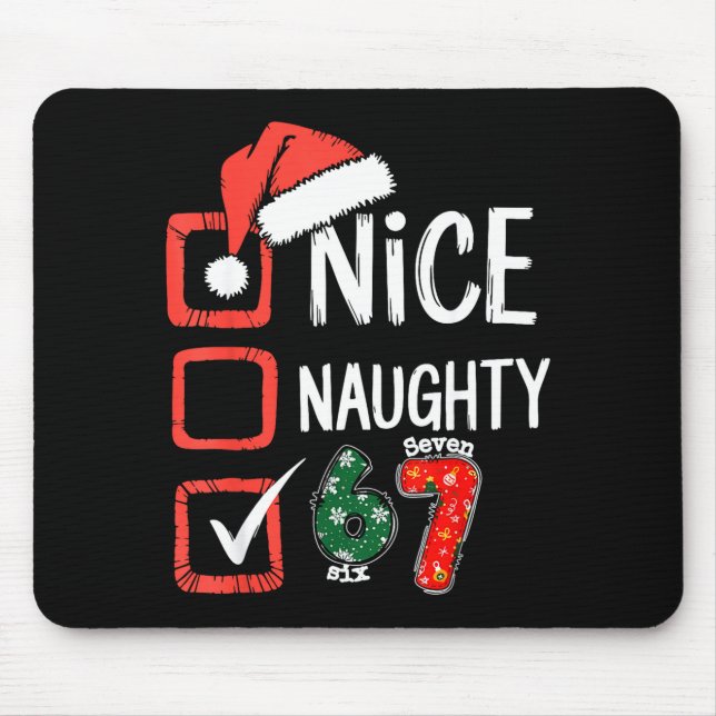 Mousepad 6-7 Meme Nice Naughty 67 Christmas Brain Rot Funny (Frente)