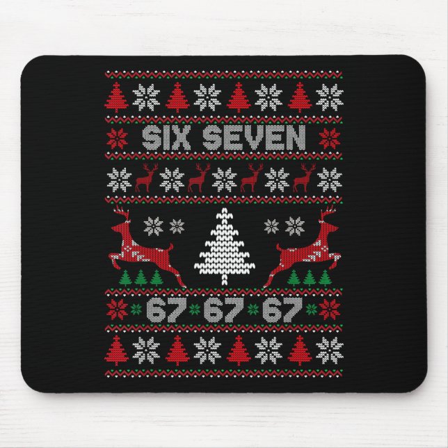 Mousepad 6 7 Meme Ugly Christmas Sweater 67 Six Seven Funny (Frente)