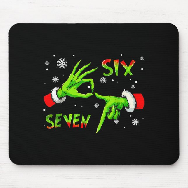 Mousepad 6 7 Seis Sete Mão Geração Z Alpha Meme Gíria Natal (Frente)