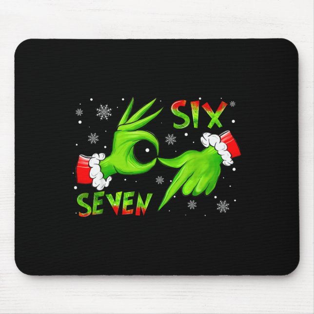 Mousepad 6 7 Seis Sete Mão Geração Z Alpha Meme Gíria Natal (Frente)